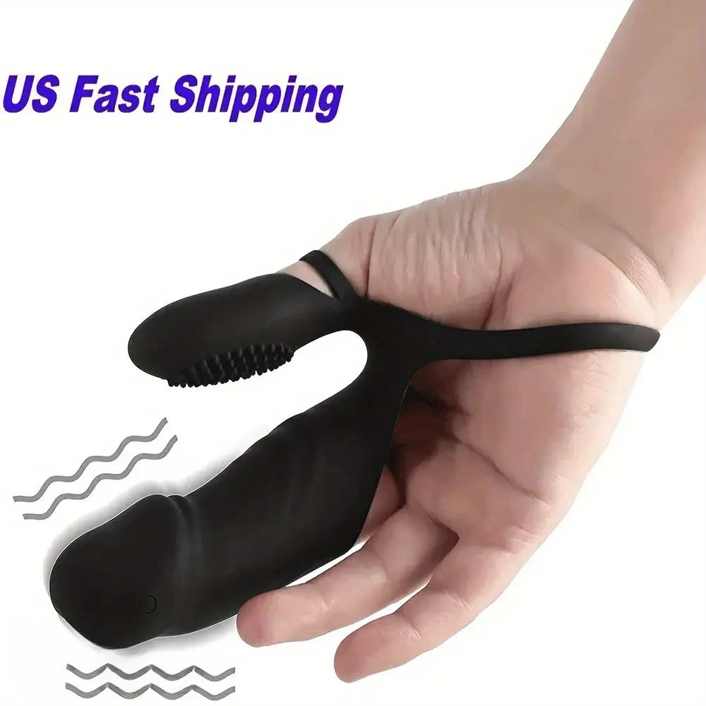 Black ribbed pvc finger massage sleeve, photo 4