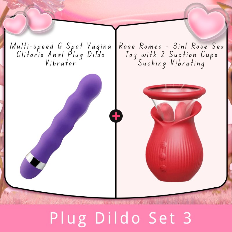 Plug Dildo Set 3 ribbed silicone g-spot anal vibrator
