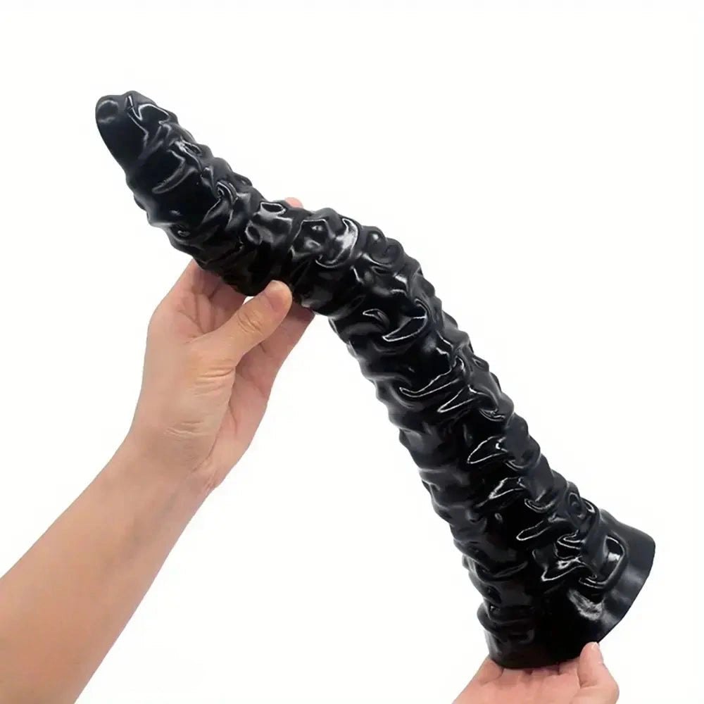 Black ribbed tapered g-spot dildo