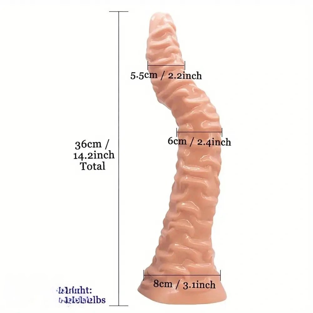 Flesh ribbed tapered g-spot dildo
