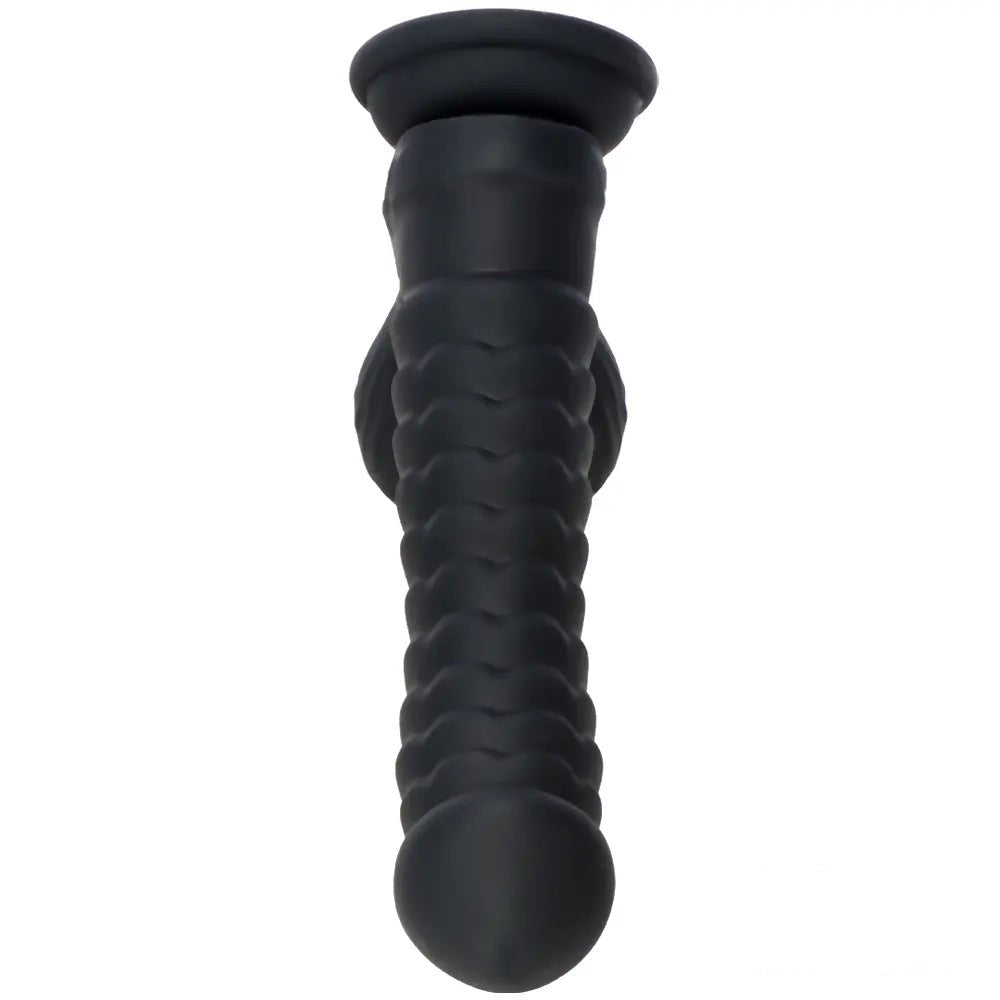 Black ribbed silicone g-spot dildo, photo 13