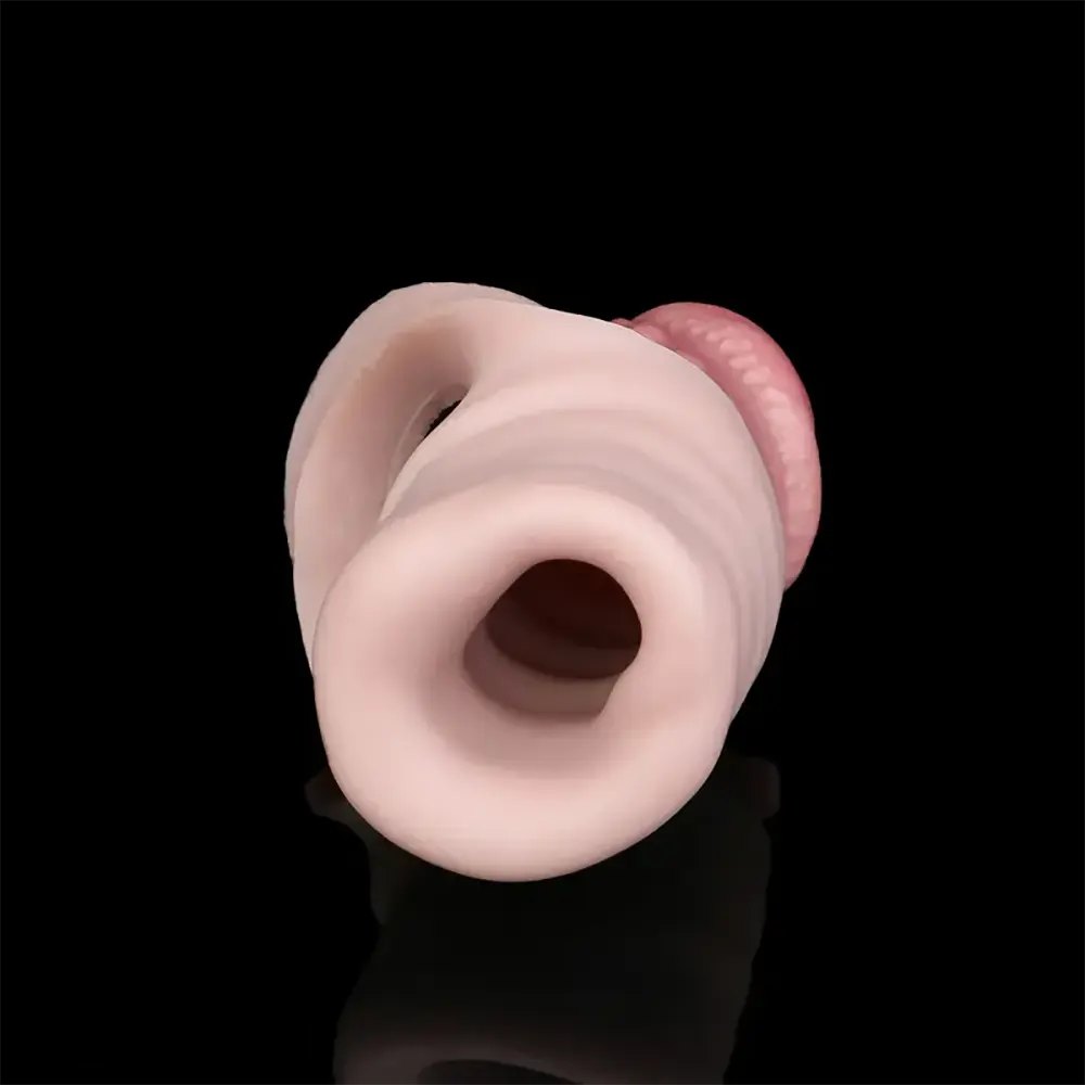 Flesh silicone ribbed penis sleeve, photo 15