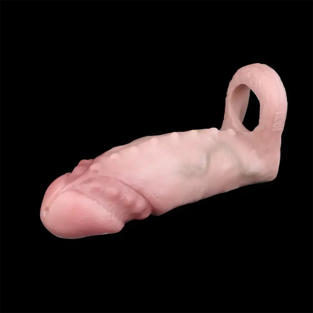 Flesh silicone ribbed penis sleeve, photo 2