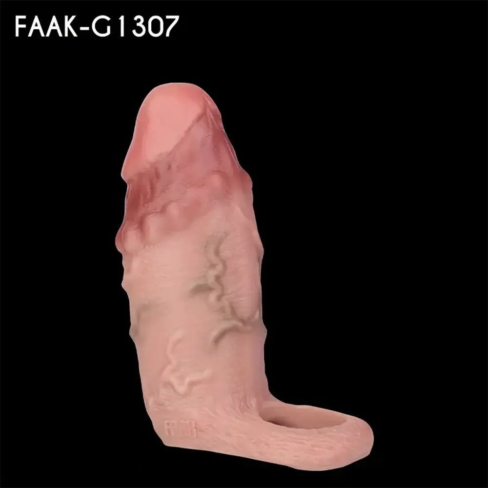 Flesh silicone ribbed penis sleeve, photo 4