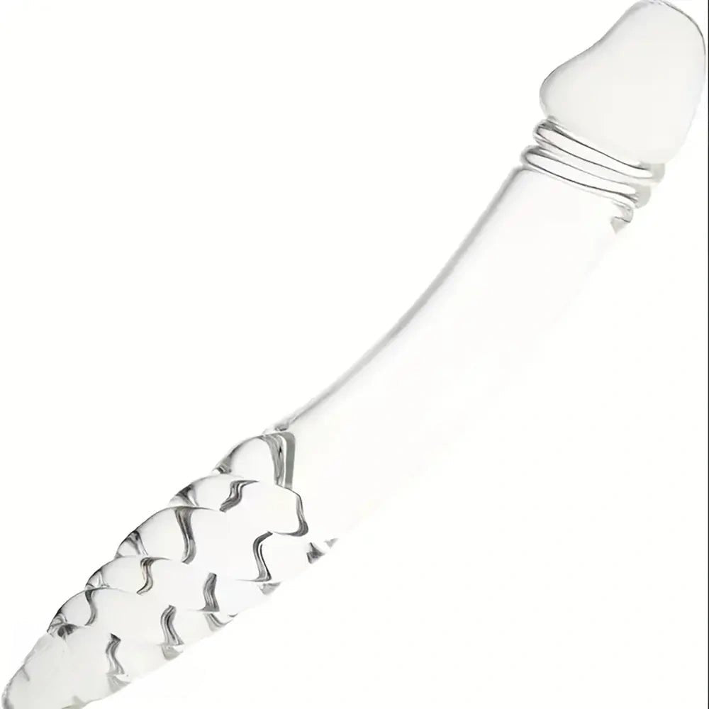Ribbed glass double-ended dildo, photo 2