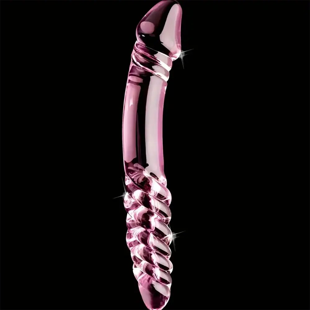 Ribbed glass double-ended dildo, photo 6
