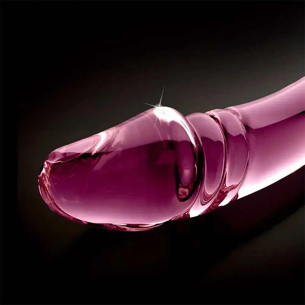 Ribbed glass double-ended dildo, photo 7
