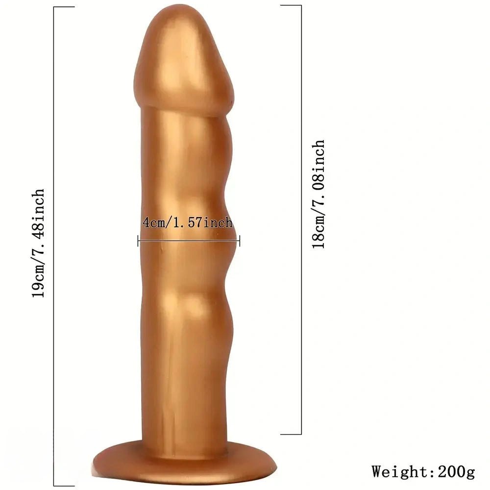 Gold ribbed silicone anal dildo, photo 9