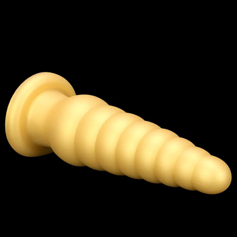 Gold ribbed beaded silicone anal plug, photo 8