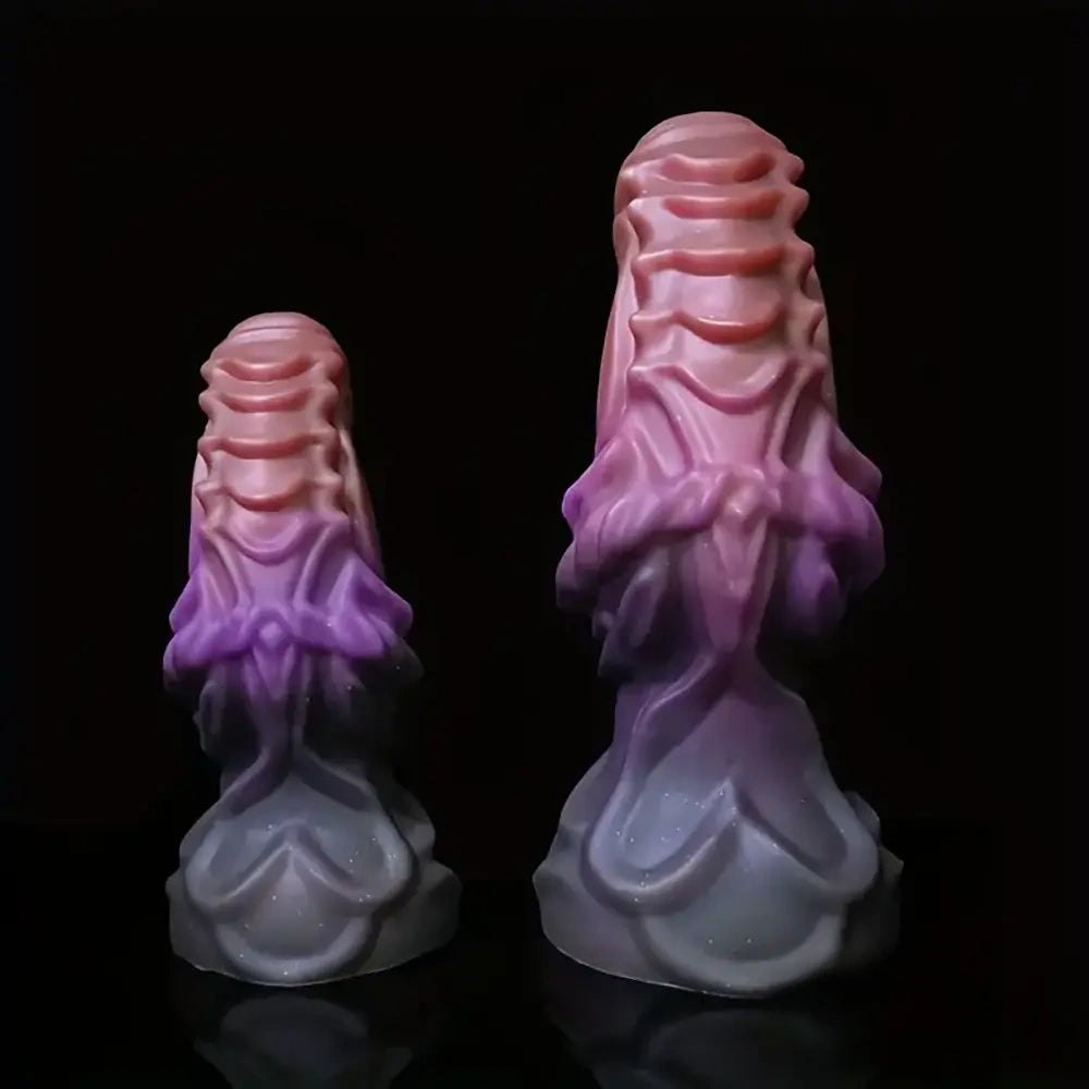 Pink purple gradient ribbed fantasy dildo, photo 1