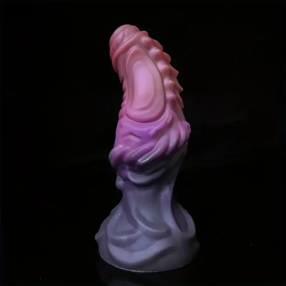 Pink purple gradient ribbed fantasy dildo, photo 10