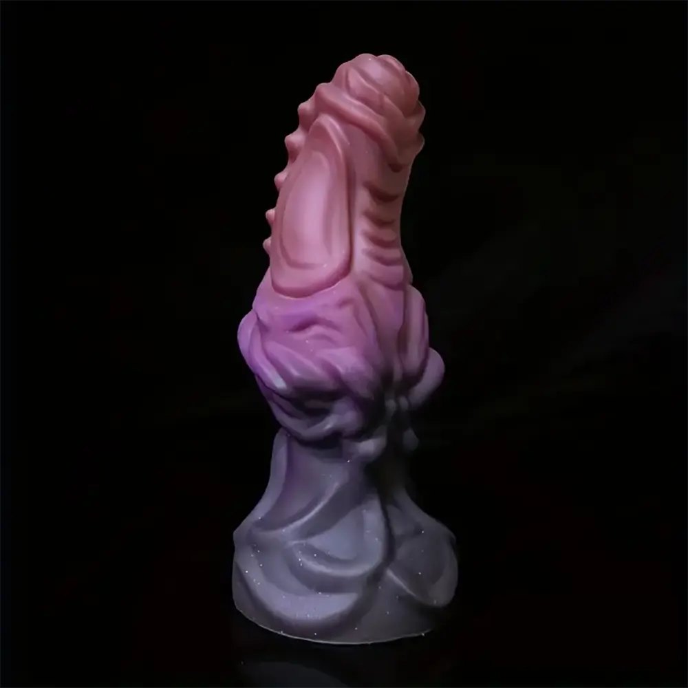 Pink purple gradient ribbed fantasy dildo, photo 11