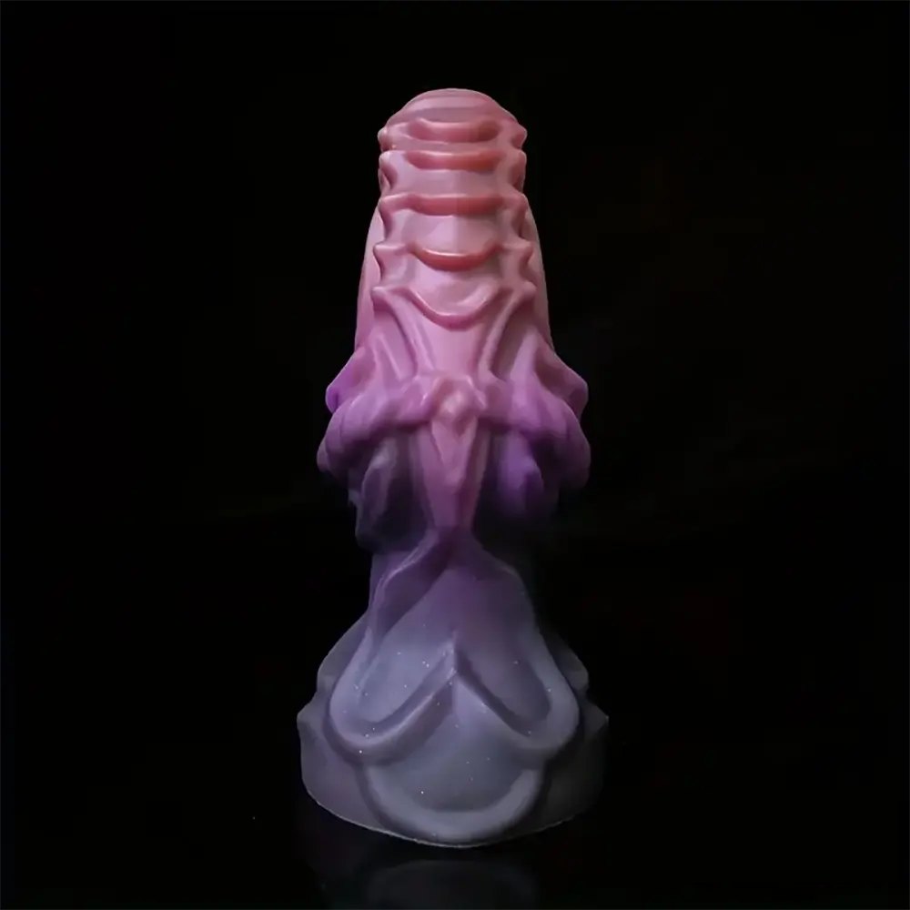Pink purple gradient ribbed fantasy dildo, photo 12