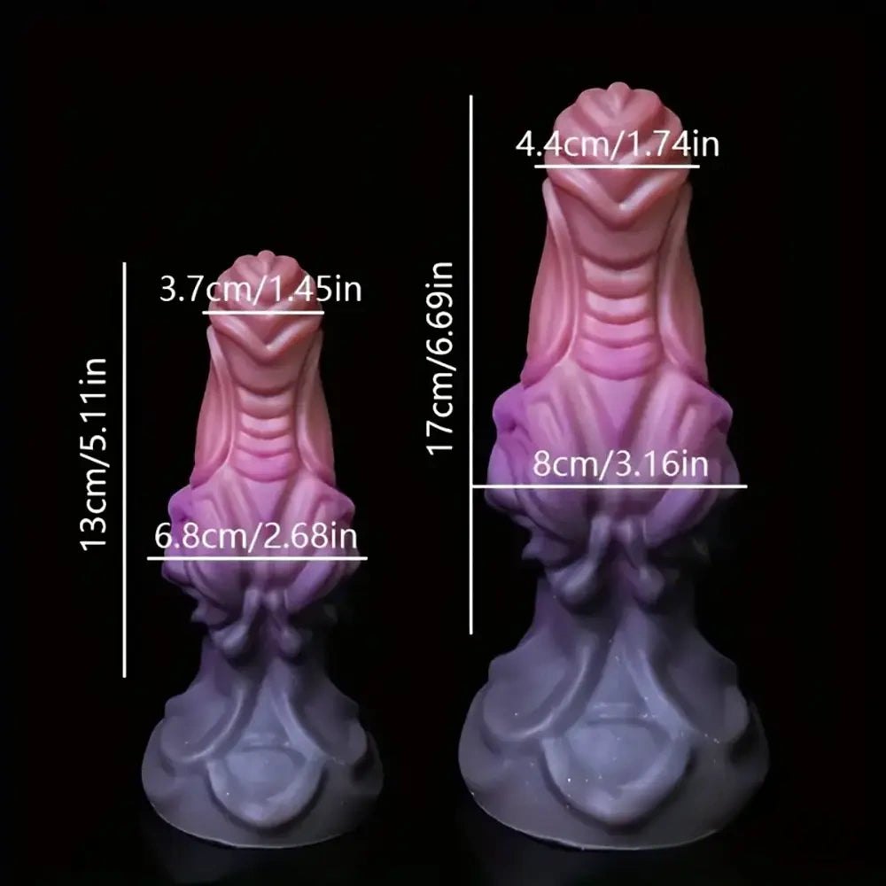 Pink purple gradient ribbed fantasy dildo, photo 14