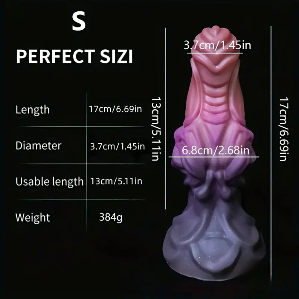 Pink purple gradient ribbed fantasy dildo, photo 16