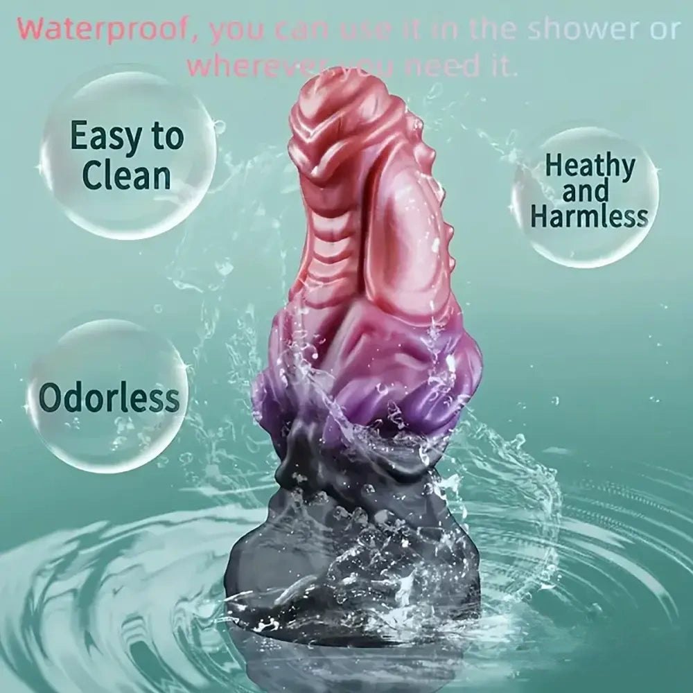 Pink purple gradient ribbed fantasy dildo, photo 2