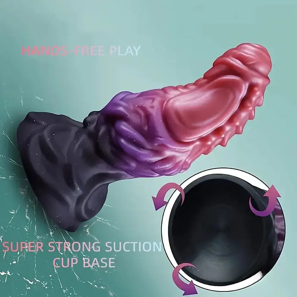 Pink purple gradient ribbed fantasy dildo, photo 4