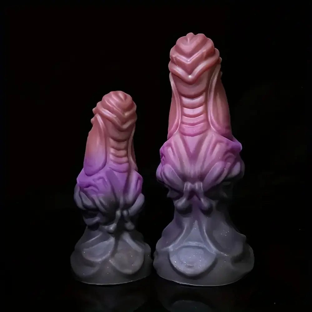 Pink purple gradient ribbed fantasy dildo, photo 7