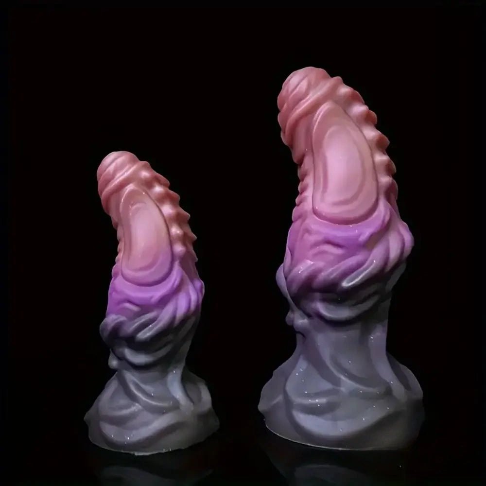 Pink purple gradient ribbed fantasy dildo, photo 8