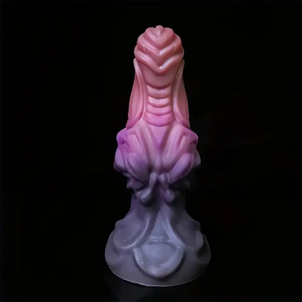 Pink purple gradient ribbed fantasy dildo, photo 9