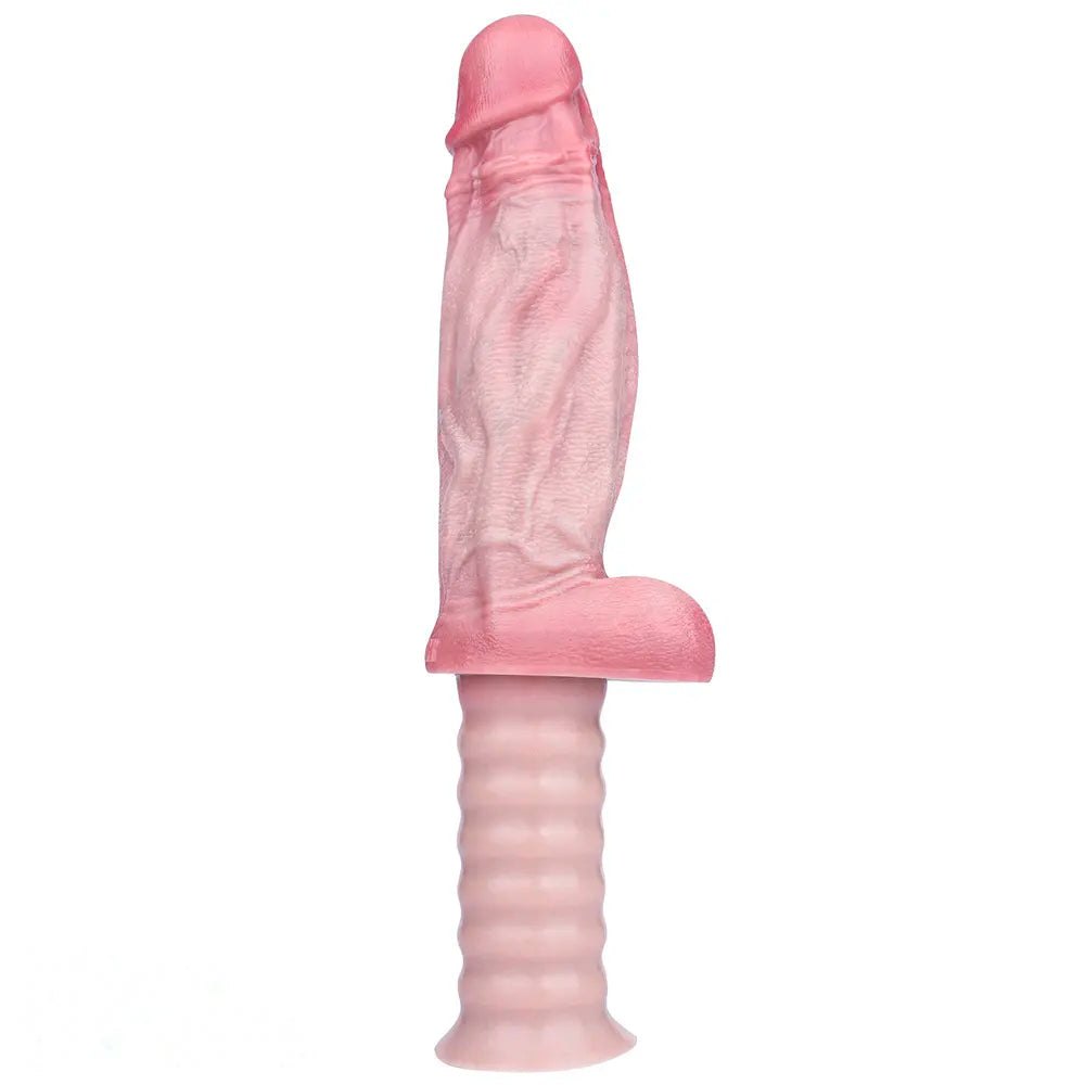Flesh silicone dildo with ribbed handle, photo 1