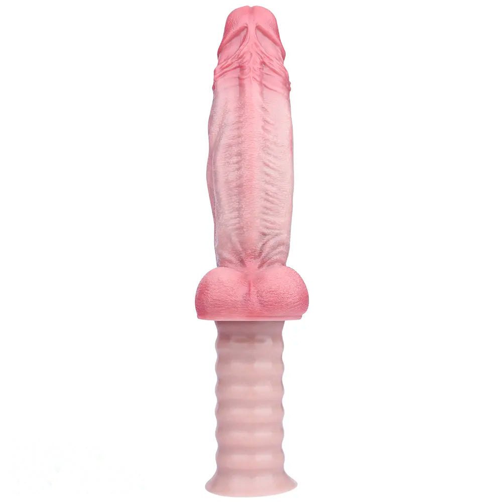 Flesh silicone dildo with ribbed handle, photo 10