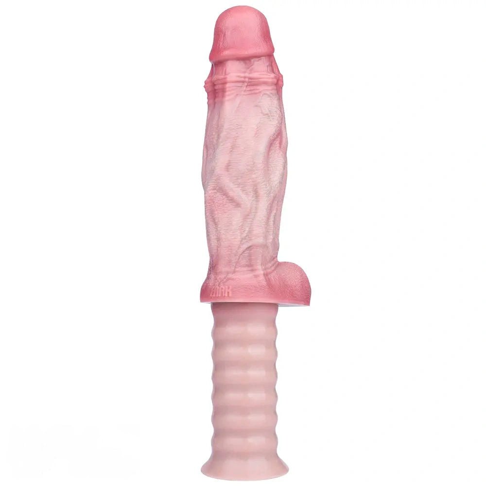 Flesh silicone dildo with ribbed handle, photo 12