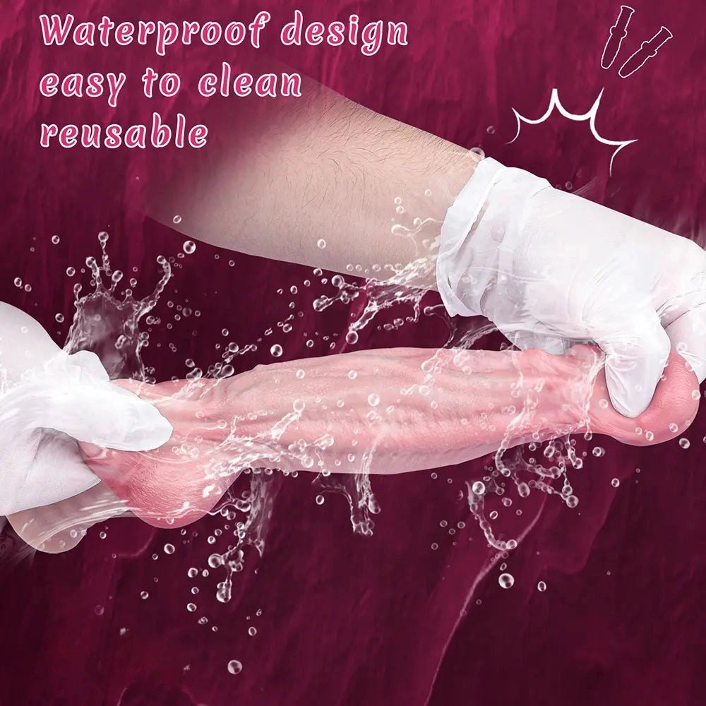 Flesh silicone dildo with ribbed handle, photo 6