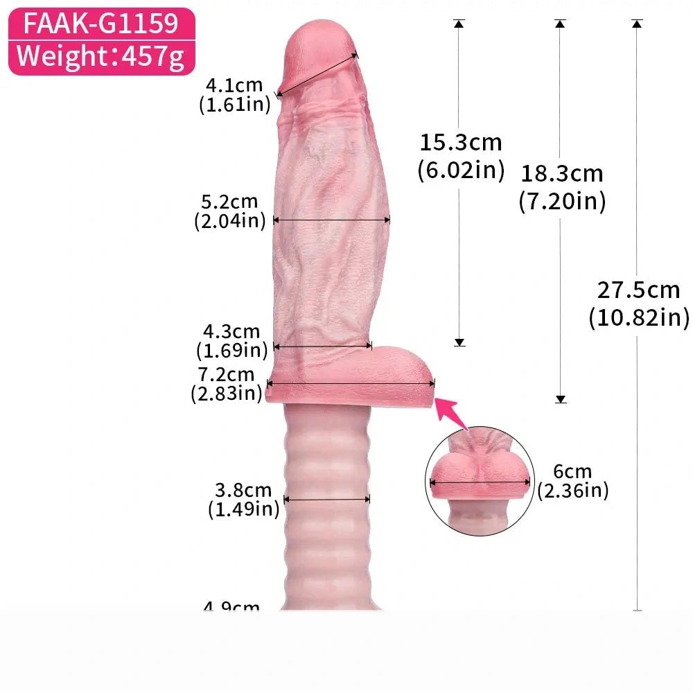 Flesh silicone dildo with ribbed handle, photo 7