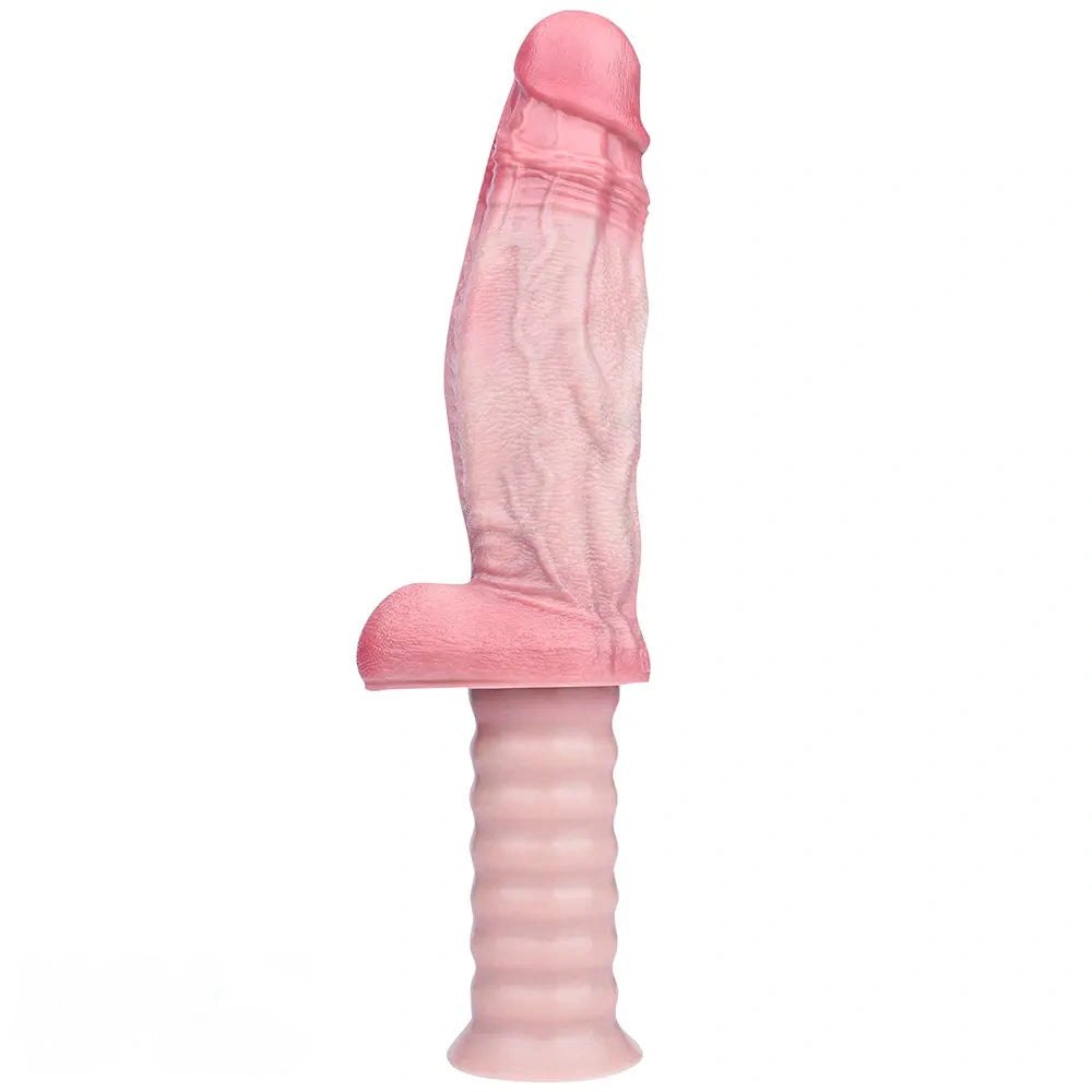 Flesh silicone dildo with ribbed handle, photo 9