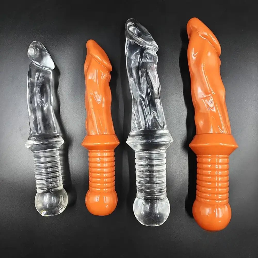 Realistic pvc dildo with ribbed handle, photo 1