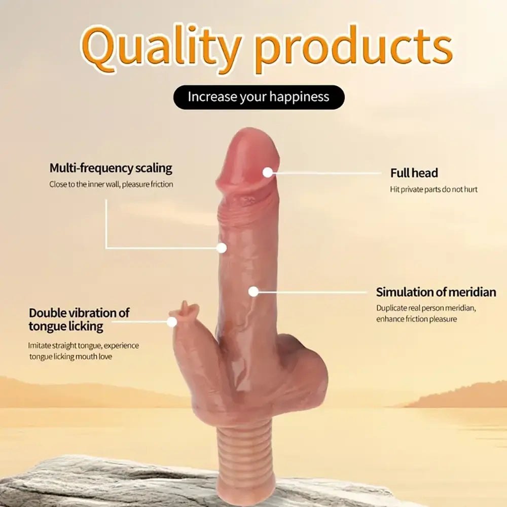 Flesh-tone silicone dildo with ribbed handle, photo 4