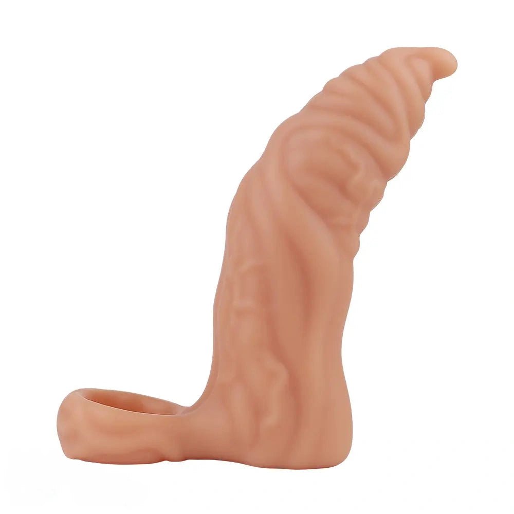 Flesh ribbed hollow cock sleeve, photo 1