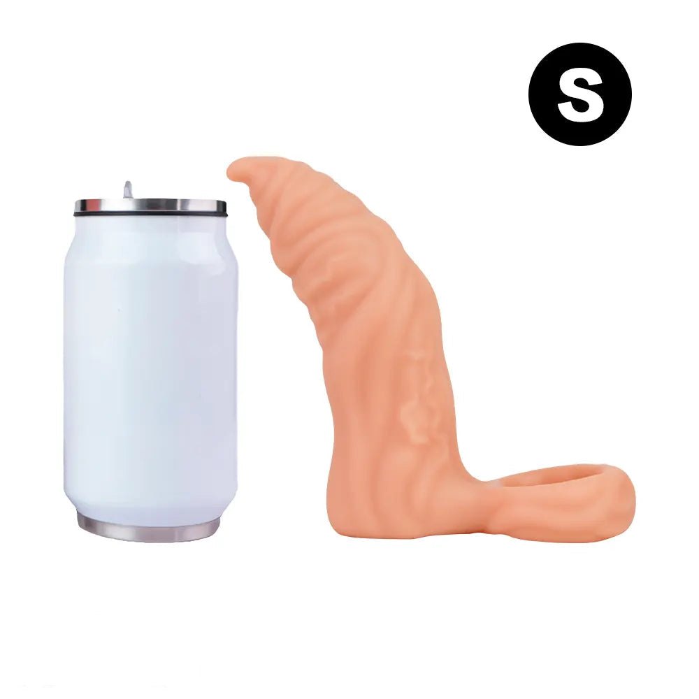 Flesh ribbed hollow cock sleeve, photo 16