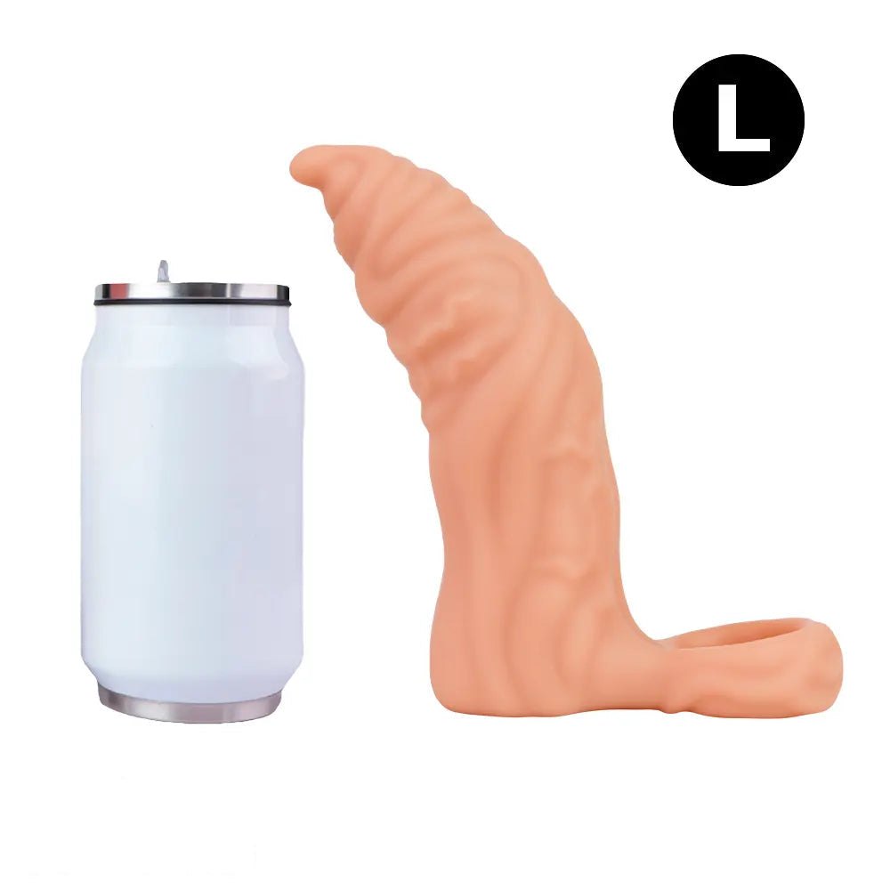 Flesh ribbed hollow cock sleeve, photo 17