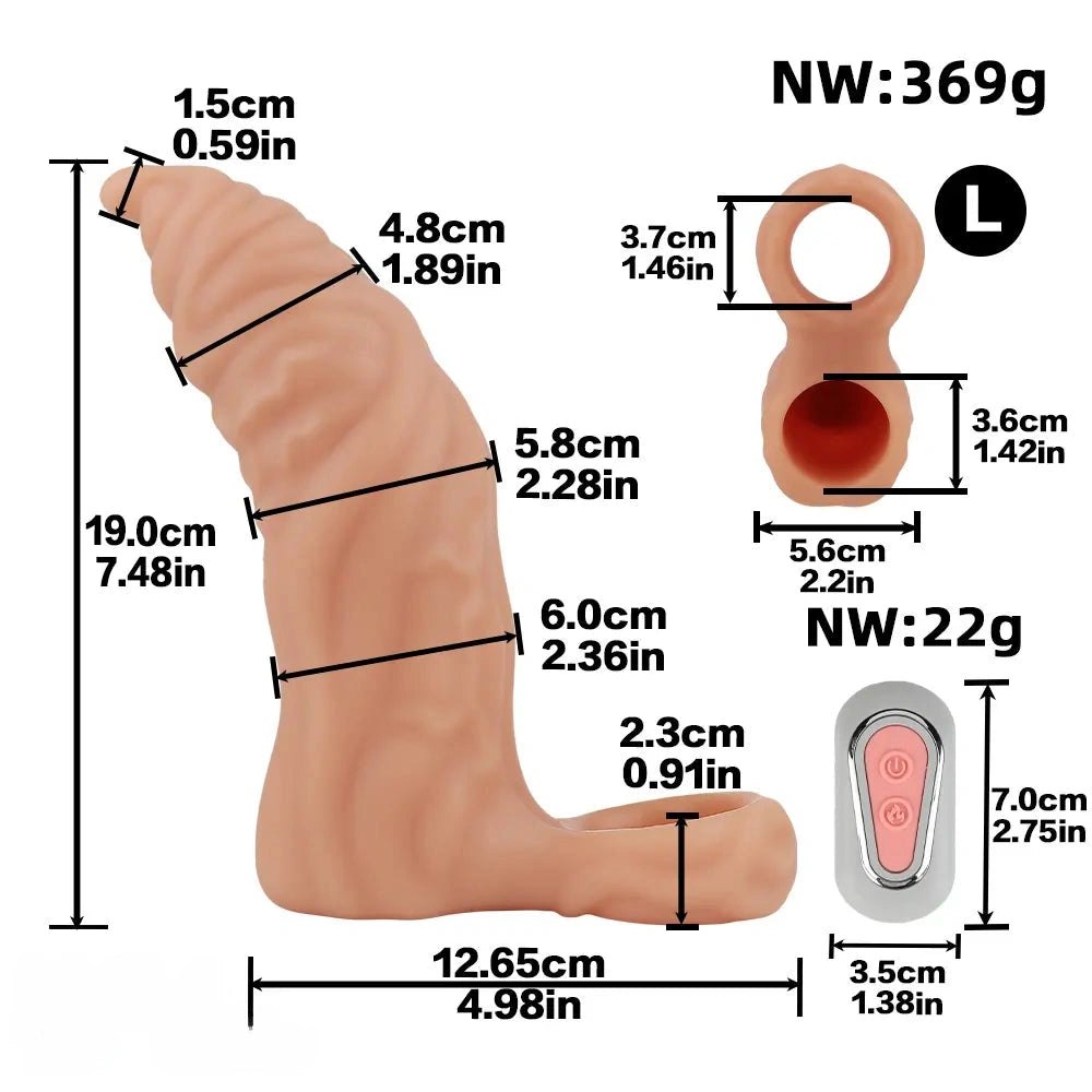 Flesh ribbed hollow cock sleeve, photo 5