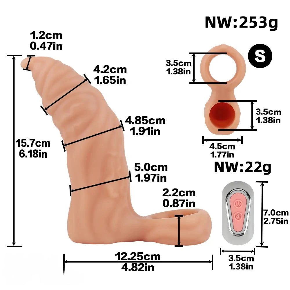Flesh ribbed hollow cock sleeve, photo 6
