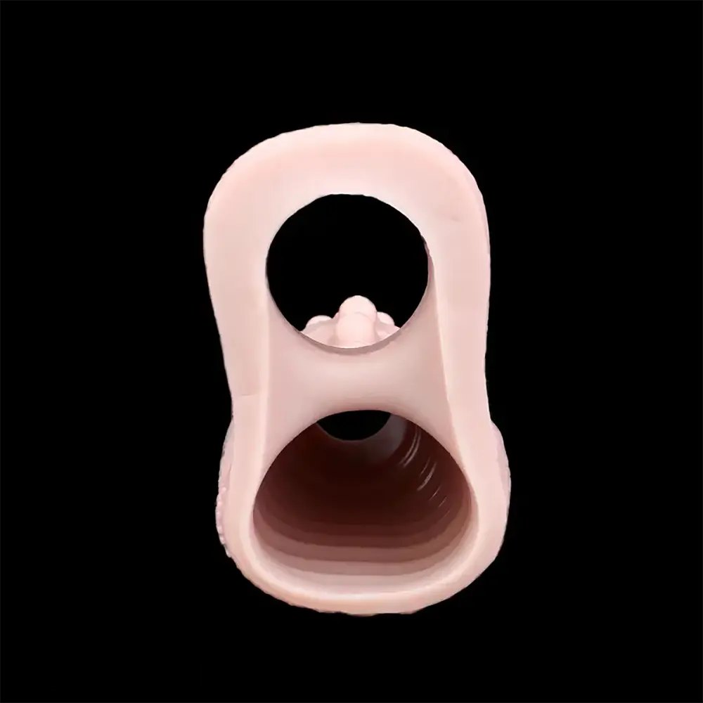 Flesh tone ribbed silicone penis sleeve, photo 4