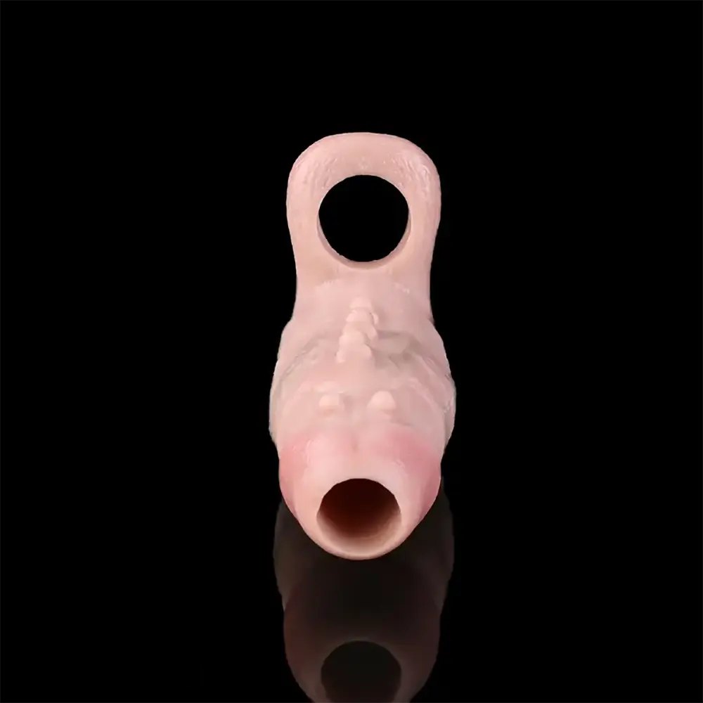 Flesh tone ribbed silicone penis sleeve, photo 8