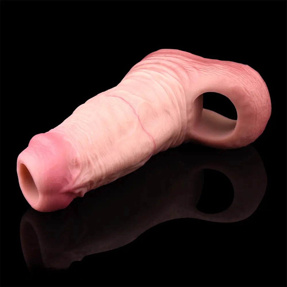 Blush tone ribbed hollow penis sleeve, photo 14