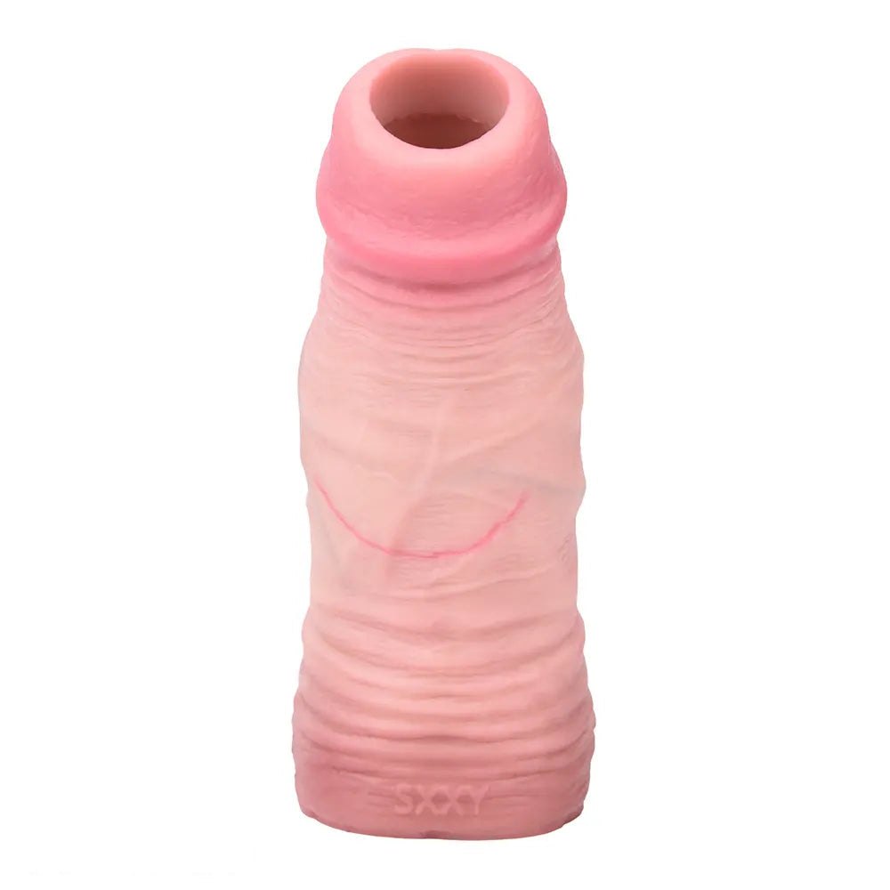 Blush tone ribbed hollow penis sleeve, photo 2