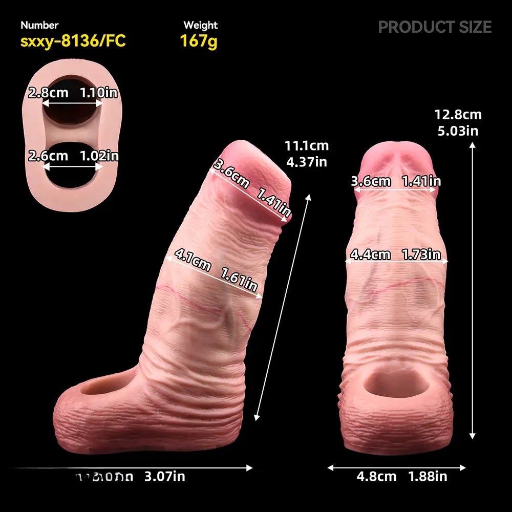 Blush tone ribbed hollow penis sleeve, photo 6