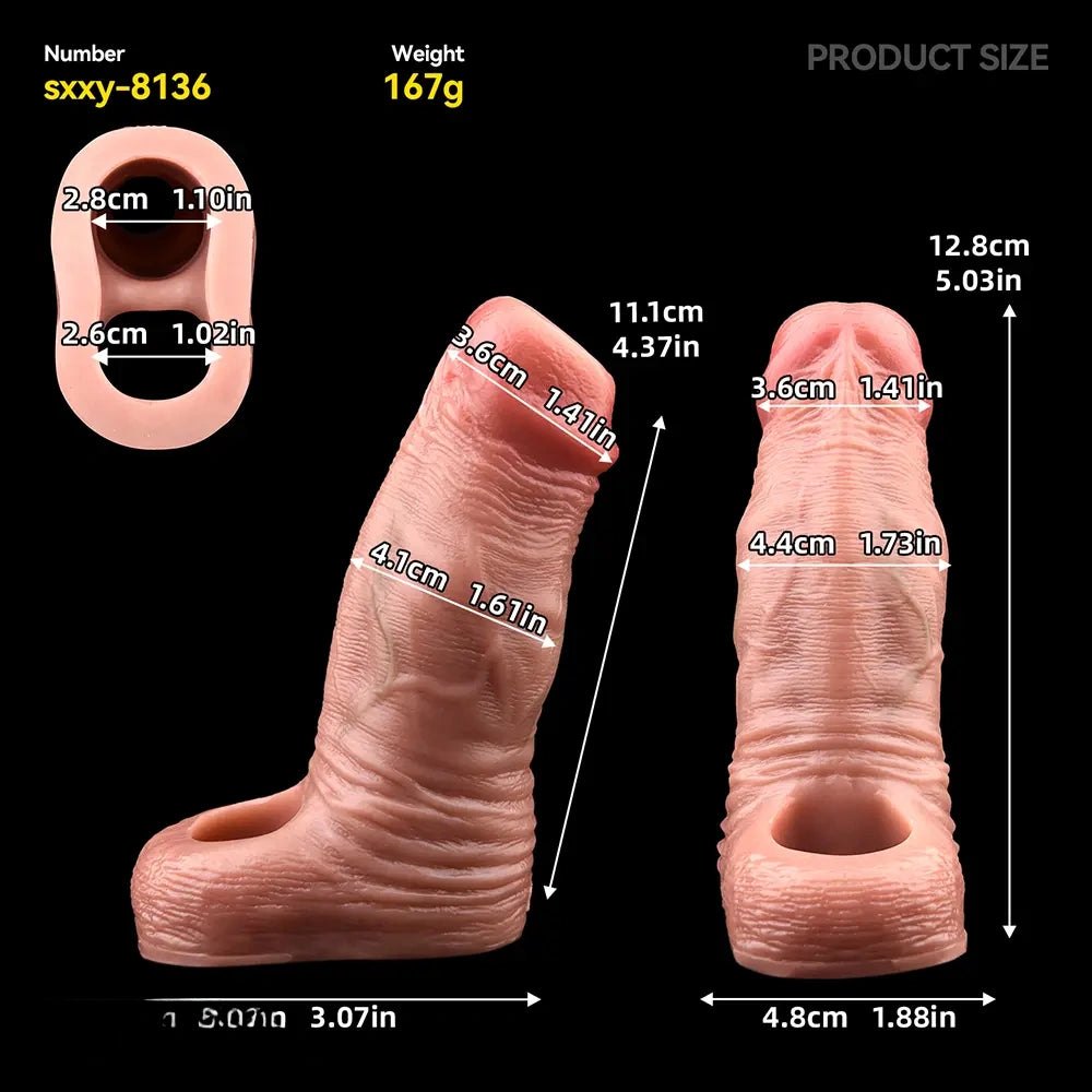 Blush tone ribbed hollow penis sleeve, photo 7