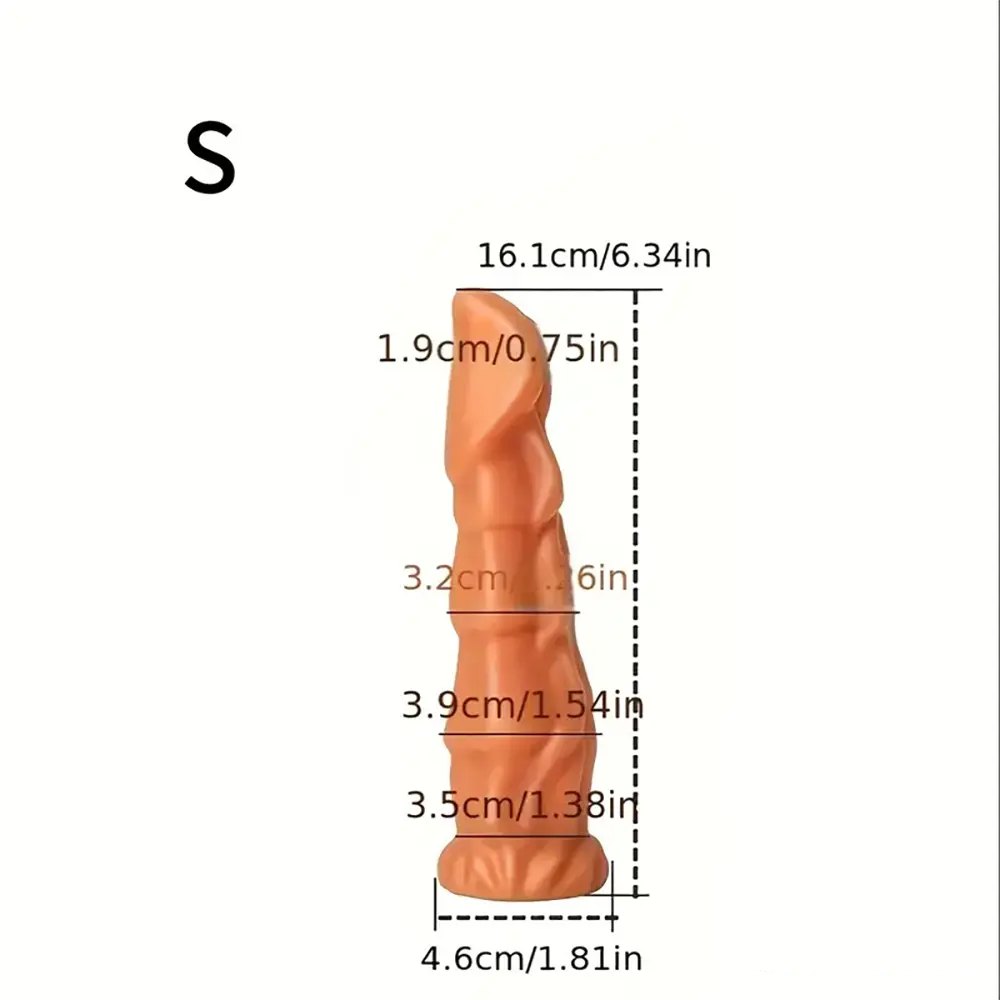 Gold silicone ribbed horse fantasy dildo, photo 6