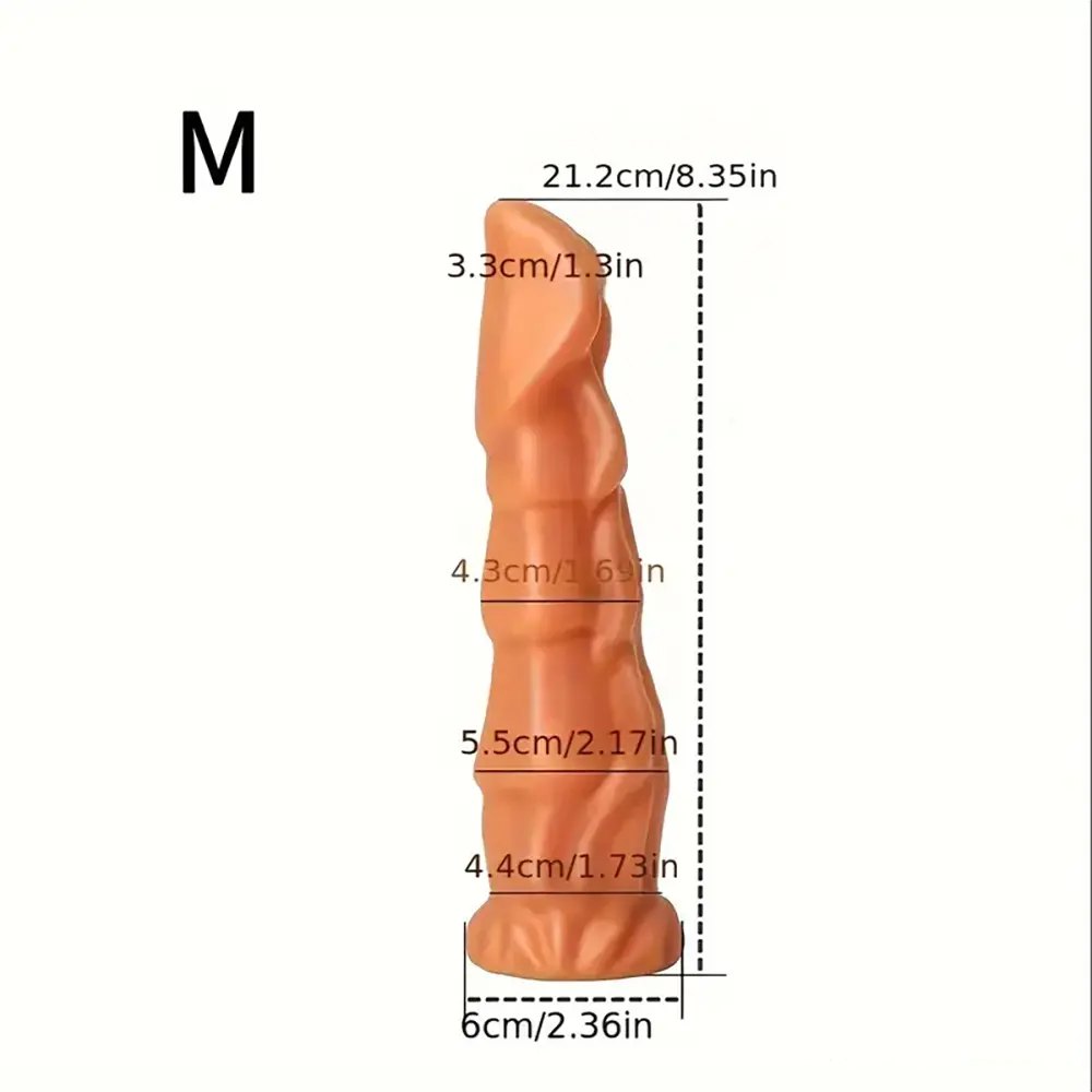 Gold silicone ribbed horse fantasy dildo, photo 7