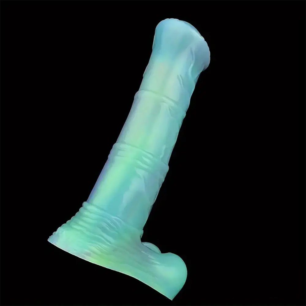 Colorful ribbed horse fantasy silicone dildo, photo 1