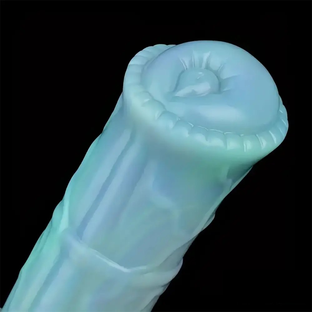 Colorful ribbed horse fantasy silicone dildo, photo 12