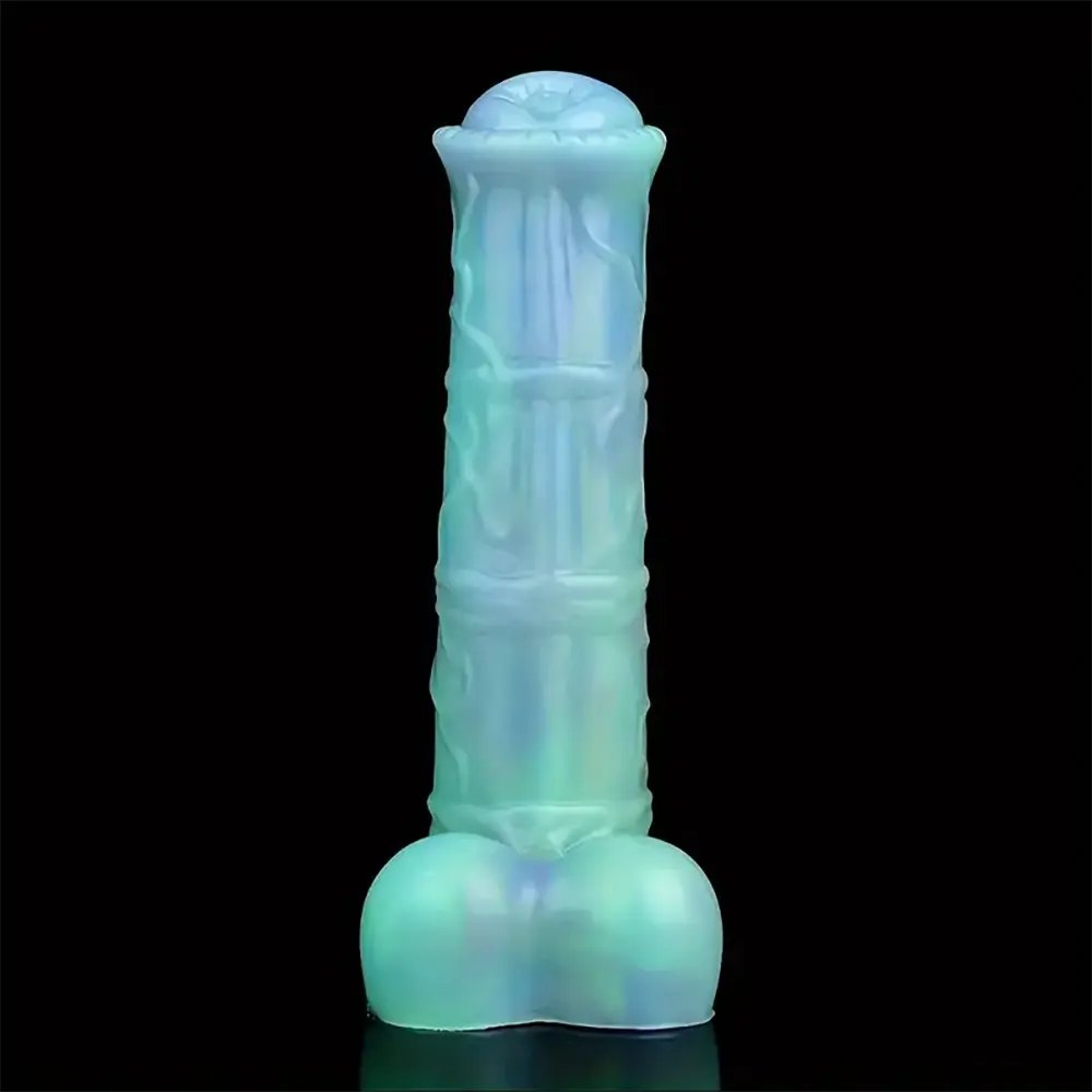 Colorful ribbed horse fantasy silicone dildo, photo 3