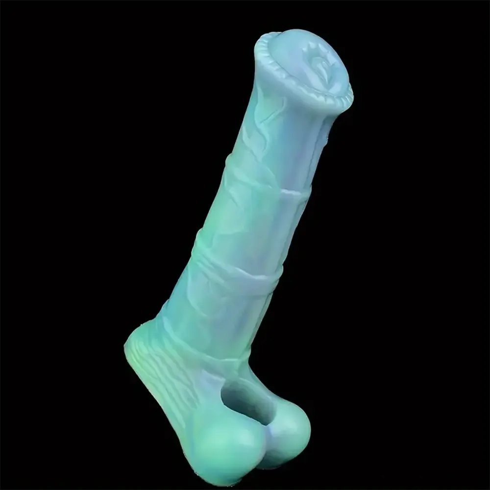 Colorful ribbed horse fantasy silicone dildo, photo 4