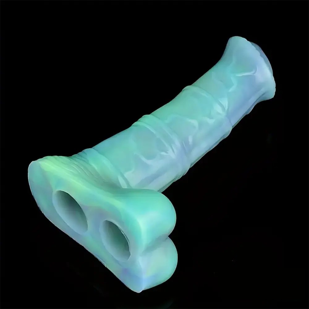 Colorful ribbed horse fantasy silicone dildo, photo 9